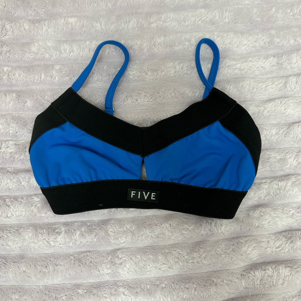 Five Dancewear Blue and Black dance crop top
